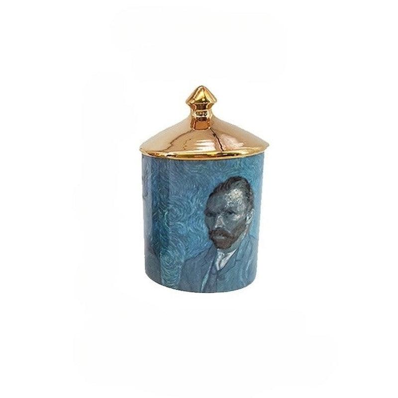 Ceramic Candle Holder | Van Gogh Oil Painting Storage Jars with Lid | Home Decoration Ornaments